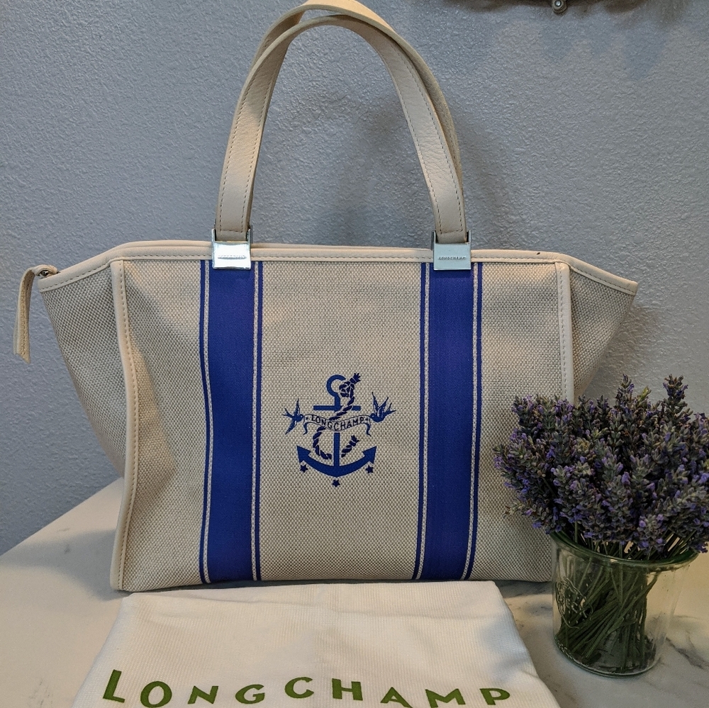 Longchamp top handle tote with anchor